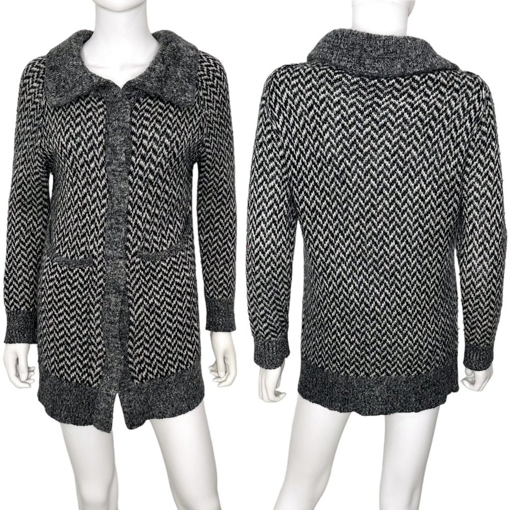 Joe’s Jeans Mohair Blend Herringbone Knit Snap Button Front Cardigan Sweater